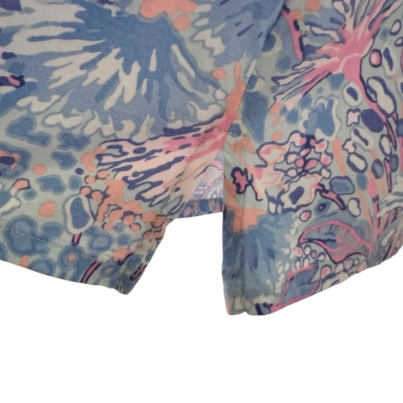 Talbots Lace Trim Tunic in "Flowing Floral" Pink Blue Size Large - Picture 5 of 9